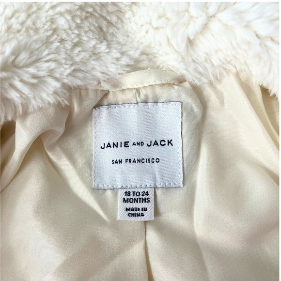 Janie and Jack White Sherpa Teddy Coat Girls 18–24 Months Double Breasted - Picture 2 of 9